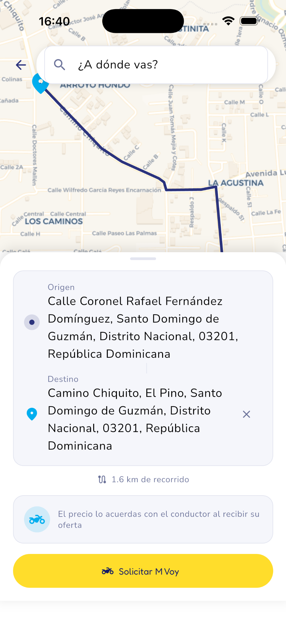 M Voy application screen 3